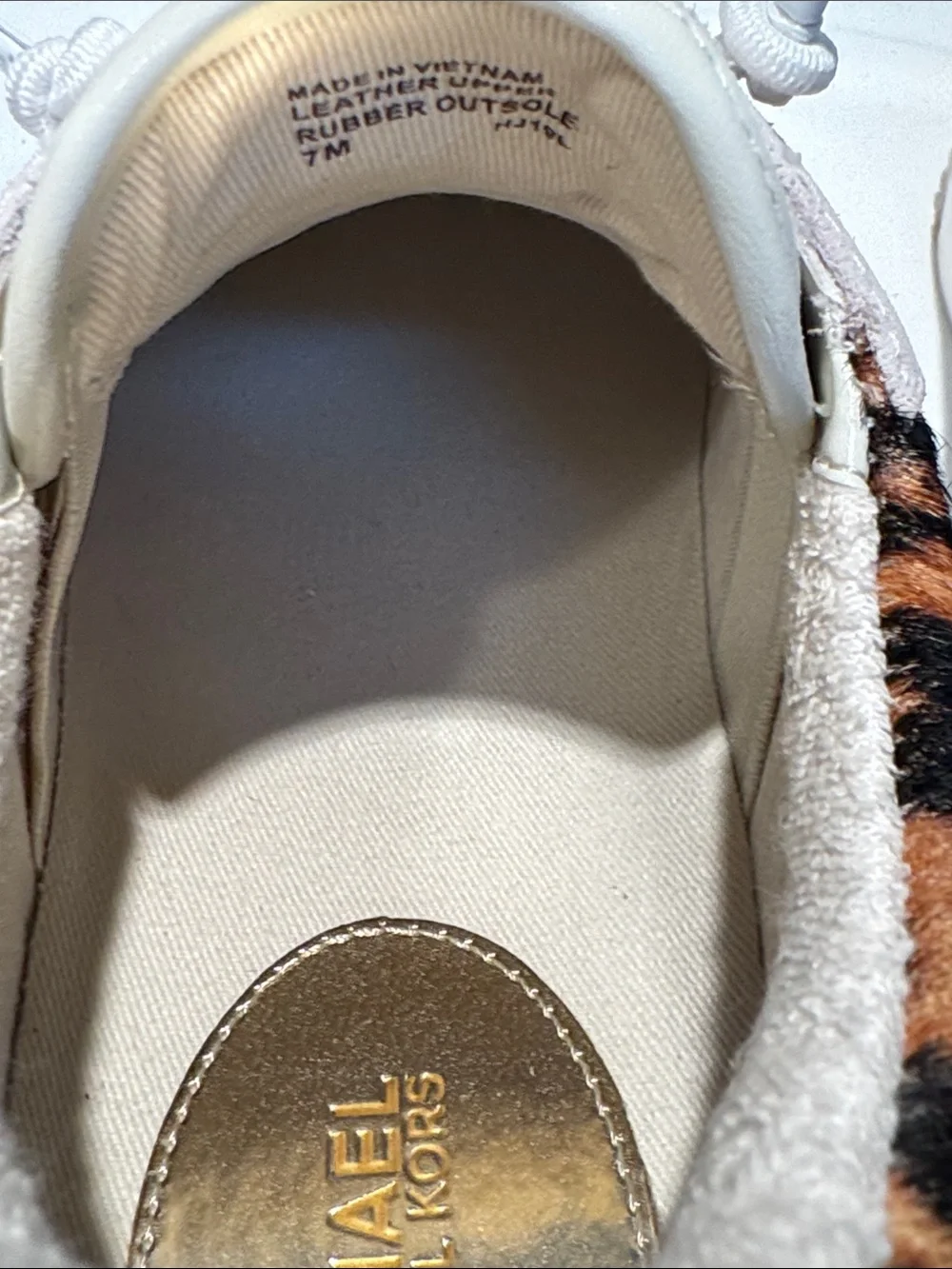 Michael Kors Beige and Leopard Print Low-Top Sneakers